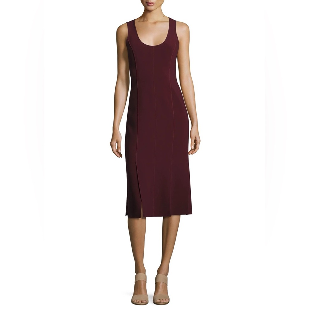 Size 0 Elizabeth & James Mireille Sleeveless Scoop-Neck Ponte Midi Dress, Wine